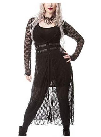 Vestito cardigan in pizzo lungo con lacci gothic | Grandi Sconti | Abbigliamento Dark