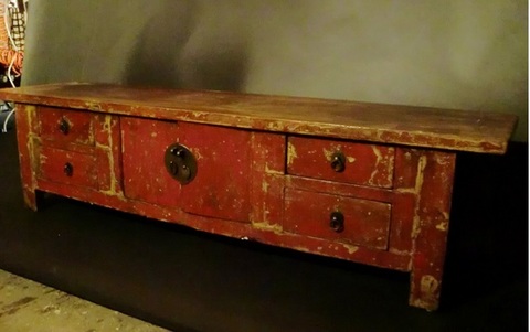 Mobile lungo d'antiquariato in legno di betulla | Grandi Sconti | antichità vendita online