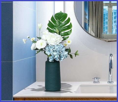 Bouquet formato da 5 fiori ortensia azzurri | Grandi Sconti | Bouquet sposa, composizioni con fiori sintetici