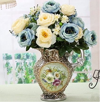 Bouquet artificiale e nuziale sfumature di azzurro | Grandi Sconti | Bouquet sposa, composizioni con fiori sintetici