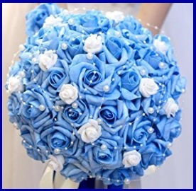 Bouquet a cascata azzurro | Grandi Sconti | Bouquet sposa, composizioni con fiori sintetici