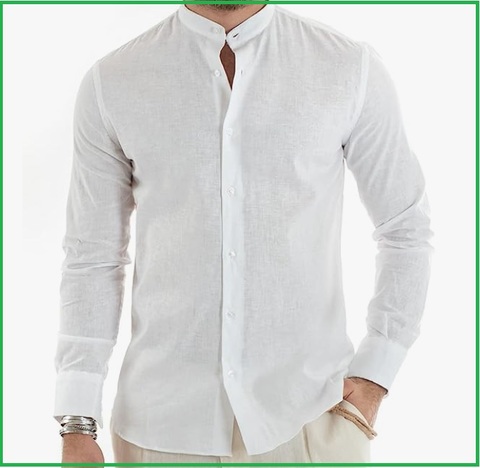 Camicia coreana uomo bianca | Grandi Sconti | Camicie coreana