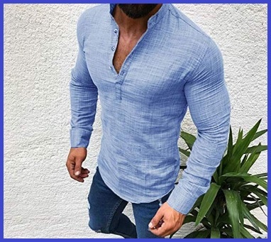 Camicia coreana lino uomo slim fit | Grandi Sconti | Camicie coreana