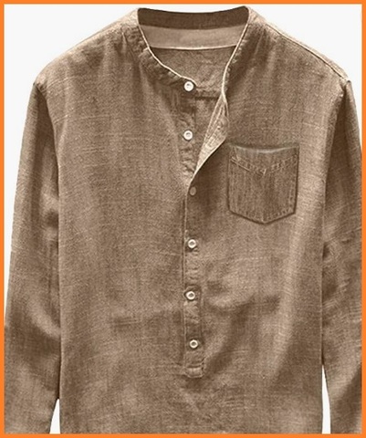 Camicia uomo collo coreana in lino sabbia | Grandi Sconti | Camicie su misura