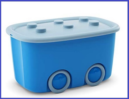 Contenitore per giocattoli con ruote azzurro | Grandi Sconti | Cesto Contenitore Giocattoli