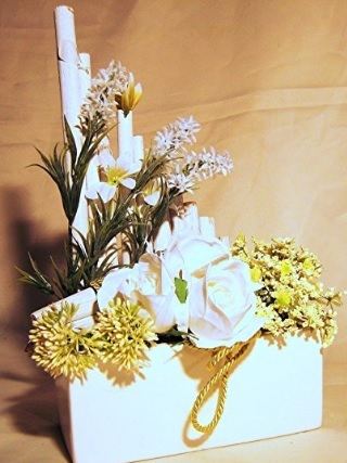 Composizione fiori artificiale cannetto bianco | Grandi Sconti | Fiori artificiali, finti e seta
