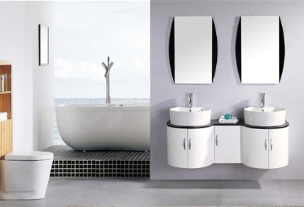 Mobile bagno moderno sospeso con doppio lavabo | Grandi Sconti | IDRAULICO RIPARAZIONI per il Bagno