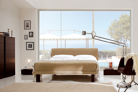 Camera moderna letto in stoffa crema lazio | Grandi Sconti | Arredamenti a Roma Qualità e Convenienza
