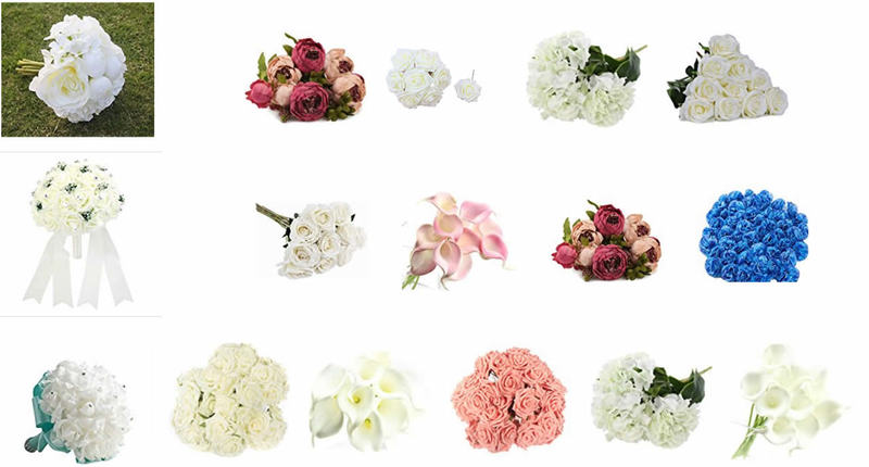 Bouquet sposa, composizioni con fiori sintetici