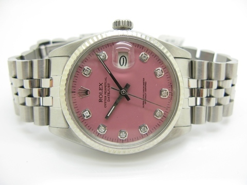 Rolex "datejust " ref. 16014 pink dial diamonds after m | Grandi Sconti | Preziosi Gioielleria Orologeria specializzata nella compravendita di orologi usati e gioielli d'epoca. Paghiamo subito in contanti.