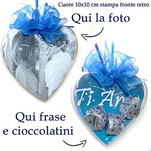 Cuore personalizzato con foto cioccolatini frase idea regalo | Grandi Sconti | Regali originali San Valentino