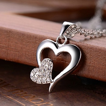 Collana con cuore in argento e platino san valentino | Grandi Sconti | Regali originali San Valentino