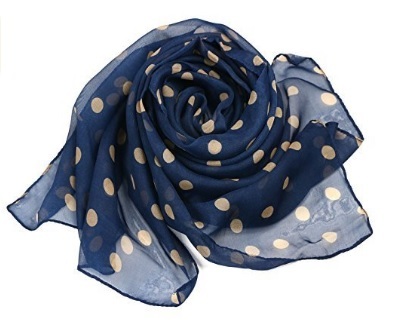 Foulard elegante a pois su sfondo blu marino | Grandi Sconti | Abbigliamento foulard, scialli, stole, sciarpe