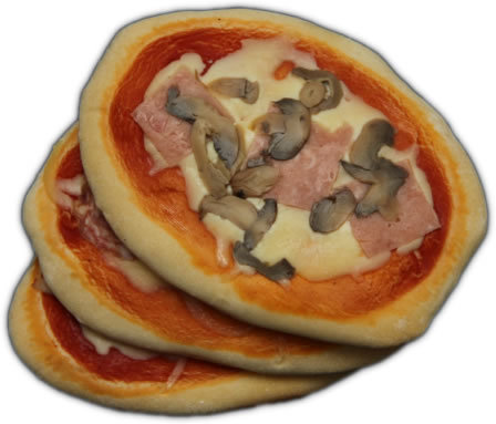 Pizzette con prosciutto e funghi | Grandi Sconti | Produzione artigianale Panini Pizze e Snack