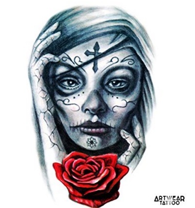 Tattoo volto realistico con rose | Grandi Sconti | Tatuaggi - Tattoo Temporanei