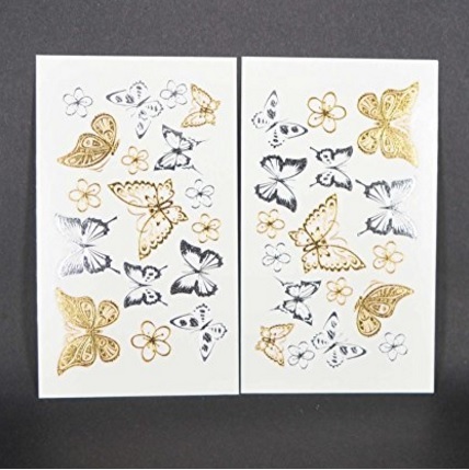 Farfalla tattoo temporaneo piccoli argento e oro | Grandi Sconti | Tatuaggi - Tattoo Temporanei