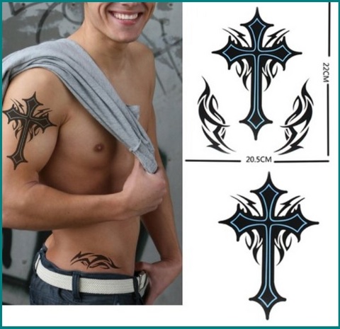 Tatuaggi temporanei croce grande per uomini | Grandi Sconti | Tatuaggi temporanei