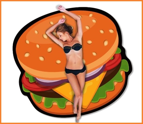Telo mare a forma di hamburger cartone | Grandi Sconti | Teli Mare e Piscina