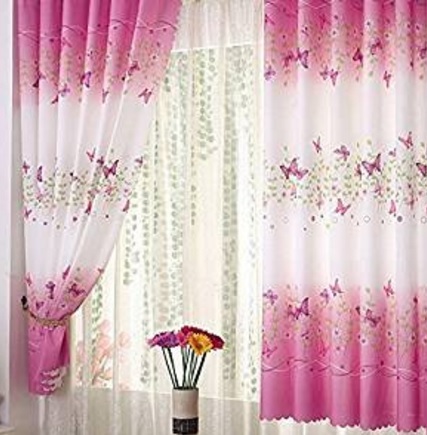 Tende lunghe e molto belle con farfalle sfumature di rosa | Grandi Sconti | Tende Confezionate online
