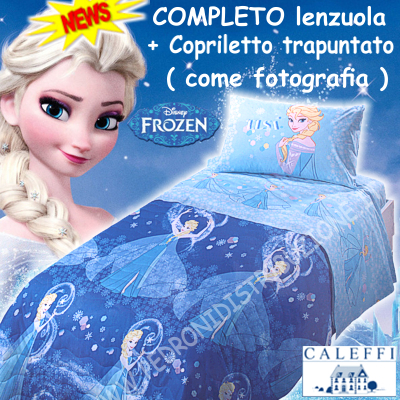 Russo Tessuti Copriletto Trapuntino Stampata Letto Singolo 1 Piazza Disney Elsa e Anna Frozen 