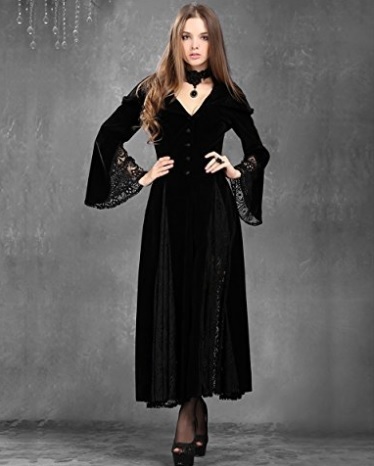 Vestito Con Cappuccio E Mantello Lungo Dark Gothic