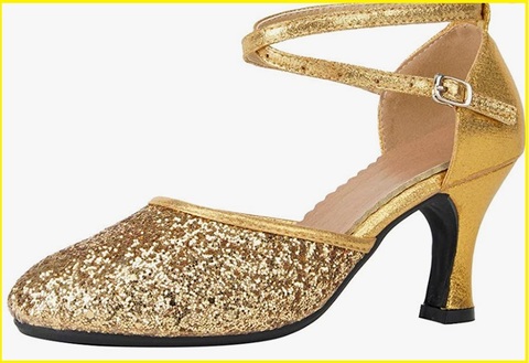 Scarpe Da Ballo Con Paillettes Nere E Oro