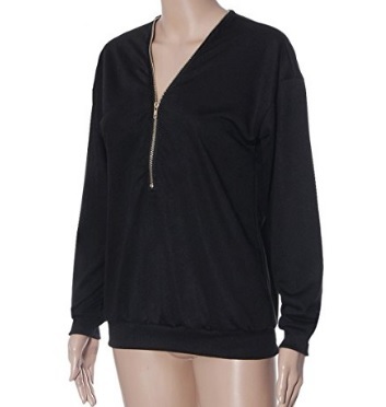 Maglia Con Cerniera Scollatura V T Shirt
