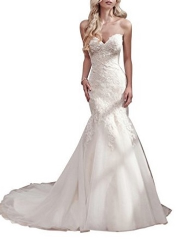 Abito Da Sposa Stile Sirena Lungo Pizzo