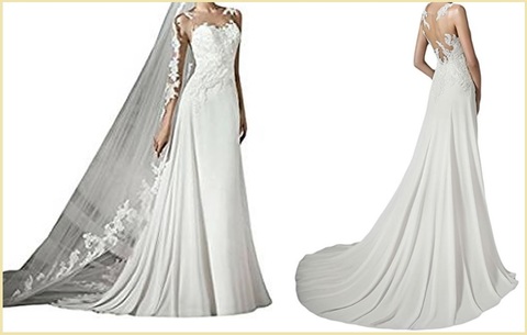 Vestito da sposa, con strascico lungo