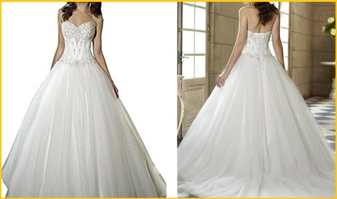 Abito da sposa classico senza spalline in organza