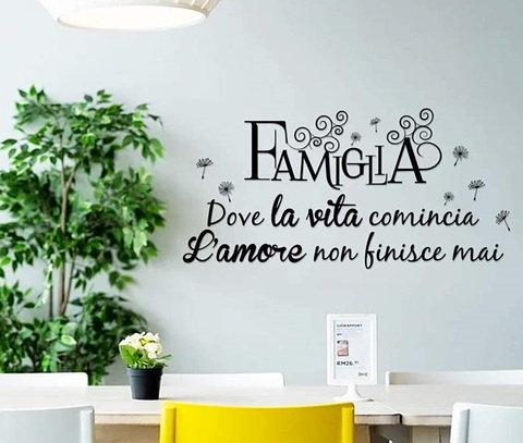 Adesivi Murali Frasi citazioni FAMIGLIA VITA AMORE con farfalle Wall  Stickers Adesivo Murale Frase Amore Decorazione -  Italia