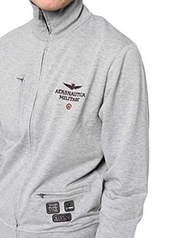 Aeronautica militare grigia felpa full zip da uomo