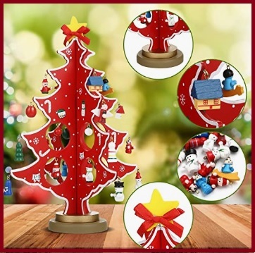 Alberi natale miniatura legno rosso