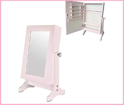 Armadio specchio portagioie rosa