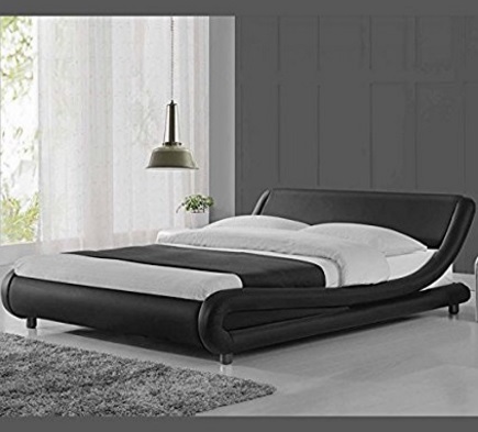 Letto dal colore nero moderno in ecopelle