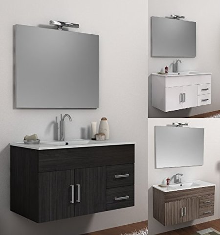 Arredo bagno nero opaco con lavabo in ceramica sospeso