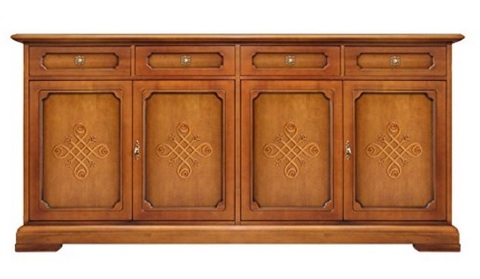 Credenza Con 4 Ante Raffinata In Legno