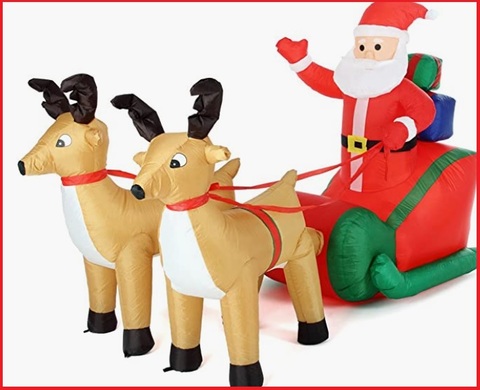 Babbo Natale Gonfiabile Con Renne Per Esterni
