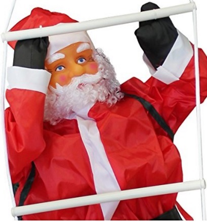 Babbo natale su scala per decorazione esterna