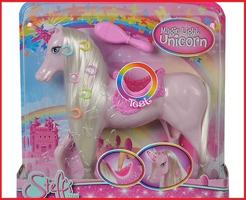 Barbie con unicorno arcobaleno luminoso