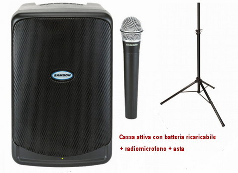Cassa amplificata a batteria con radiomicrofono