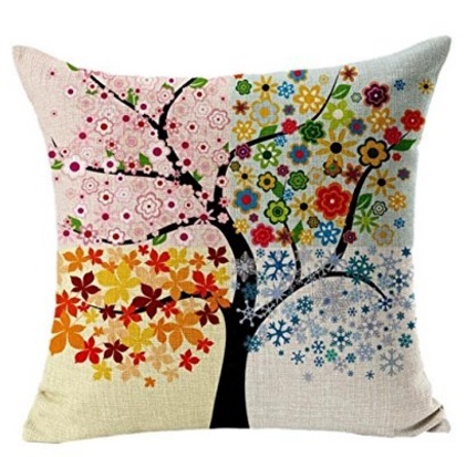 Cuscino con stampa colorata albero vita federa