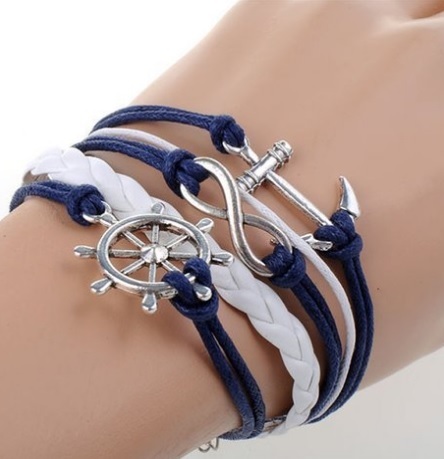 Bracciale ancora timone in argento per donna