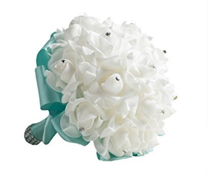 Bouquet Nuziale Decorato Bianco E Azzurro