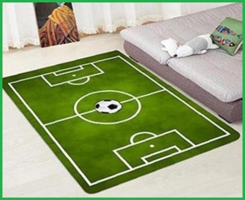 Tappeto per cameretta dei Bambini a Pelo Corto Colore: Verde Motivo: Campo da Calcio TT Home 80 x 150 cm