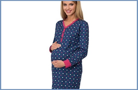 Camicia Da Notte Premaman Manica Lunga Blu