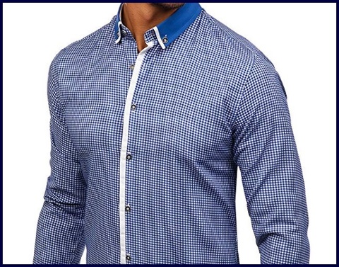 Camicia Slim Fit Azzurra Quadretti