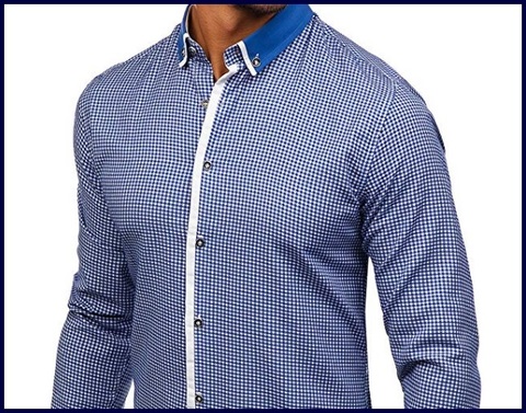 Camicia slim fit azzurra quadretti