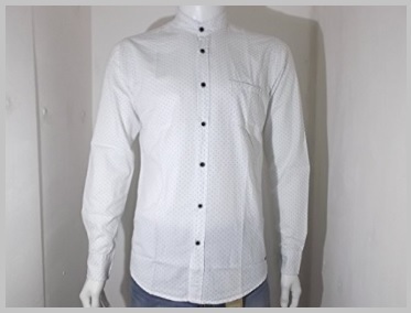 Camicia collo coreana in cotone bianca