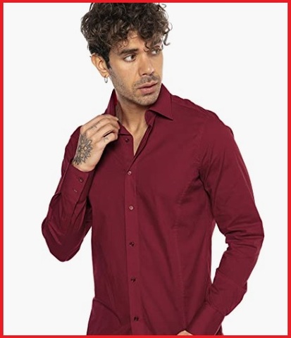 Camicia coreana uomo bordeaux